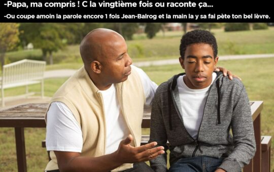 L'éducation des marmailles c'est important. #LeVieuEkSonNostalgieLiRadoteUnTasOui #MarmailleLaLéPaDeMoinSaTéPasPossible #SiOuFiniPasEldenRingOuLéPuni